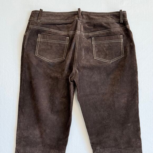 CHARLOTTE RUSSE Suede Leather Flare Leg Pants Women's Size 11/12 Dark Brown - Picture 7 of 14